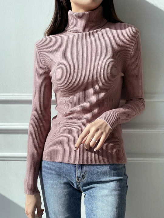 DAZY Ribbed Knit Turtleneck Sweater