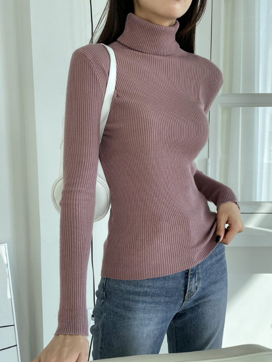 DAZY Ribbed Knit Turtleneck Sweater