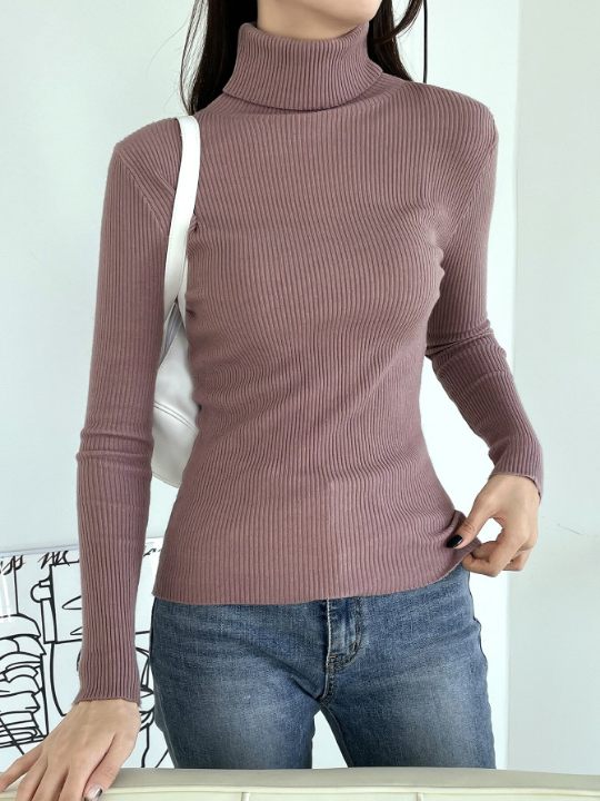 DAZY Ribbed Knit Turtleneck Sweater