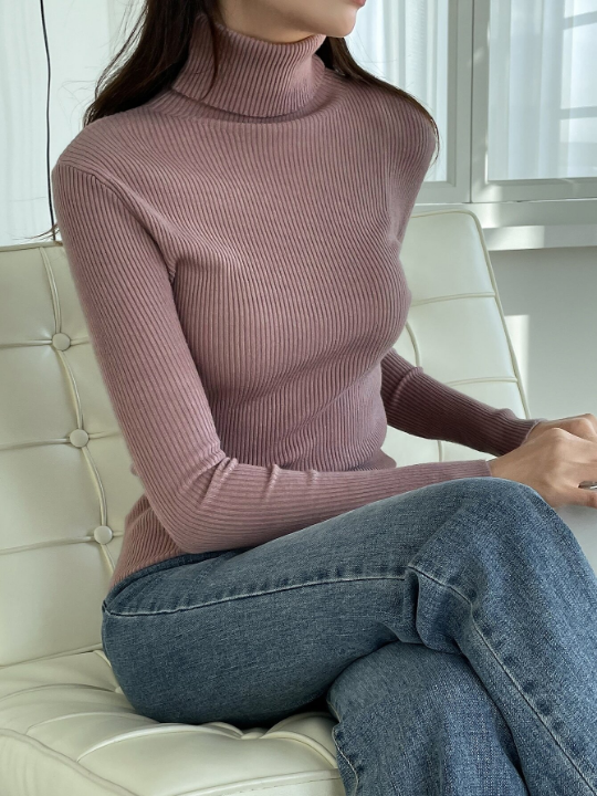 DAZY Ribbed Knit Turtleneck Sweater