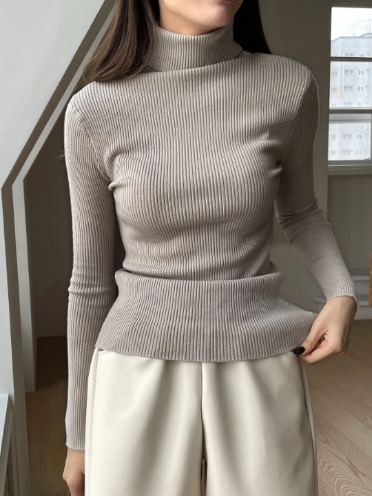 DAZY Ribbed Knit Turtleneck Sweater