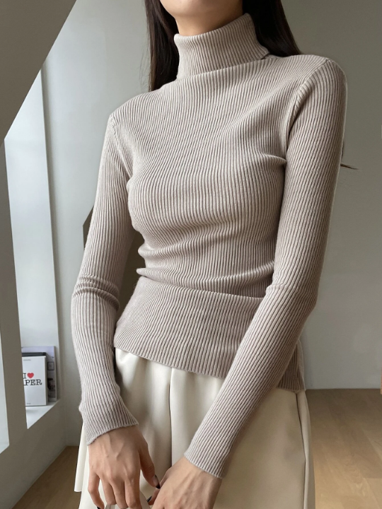 DAZY Ribbed Knit Turtleneck Sweater