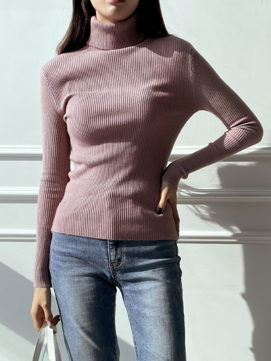 DAZY Ribbed Knit Turtleneck Sweater