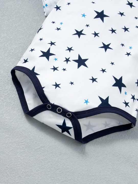 Baby Boy 3pcs Striped And Star Print Bodysuit