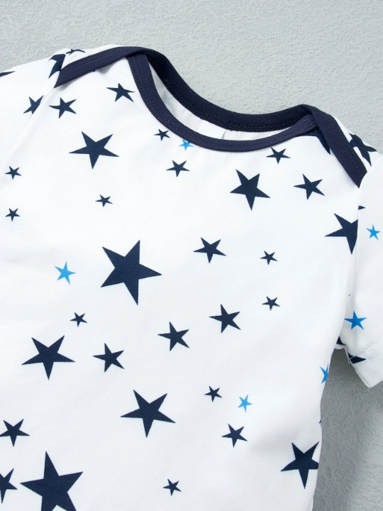 Baby Boy 3pcs Striped And Star Print Bodysuit