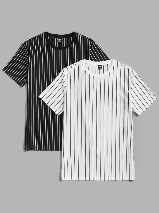 Manfinity Hypemode Men 2pcs Striped Pattern Tee