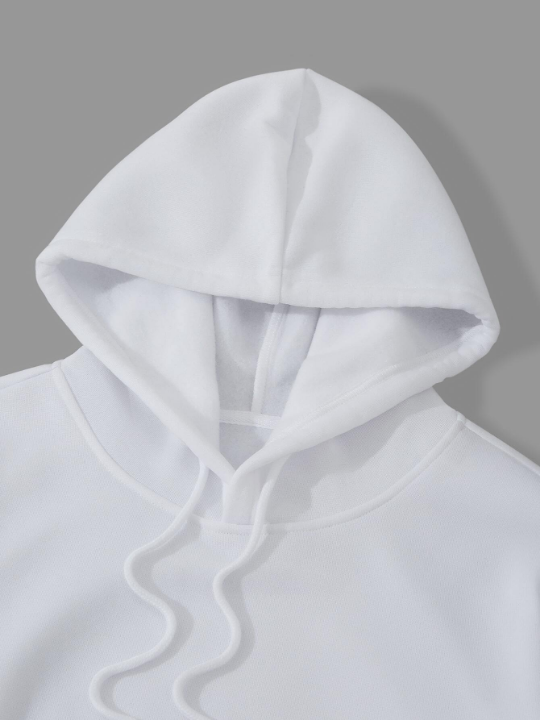 Men Solid Drawstring Thermal Lined Hoodie