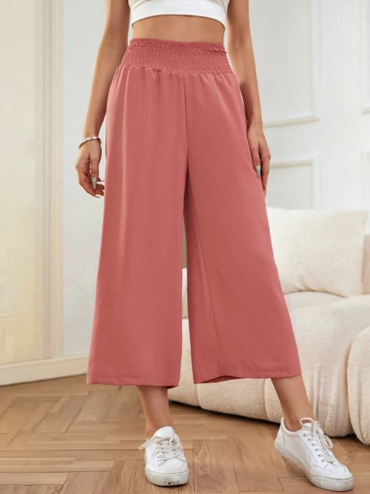 Essnce Shirred Waist Wide Leg Pants