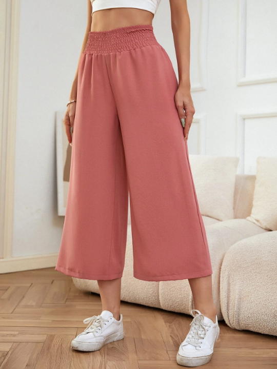 Essnce Shirred Waist Wide Leg Pants