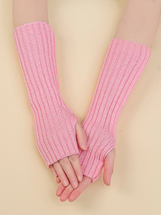 1 Pair Of Solid Fingerless Gloves