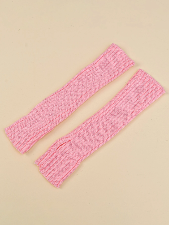 1 Pair Of Solid Fingerless Gloves