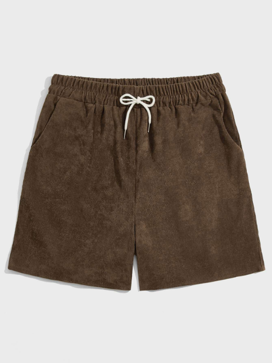 ROMWE Academia Men Corduroy Drawstring Shorts