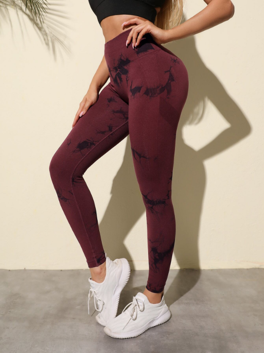 Yoga Basic Seamless Softness Tie Dye Sports Leggings