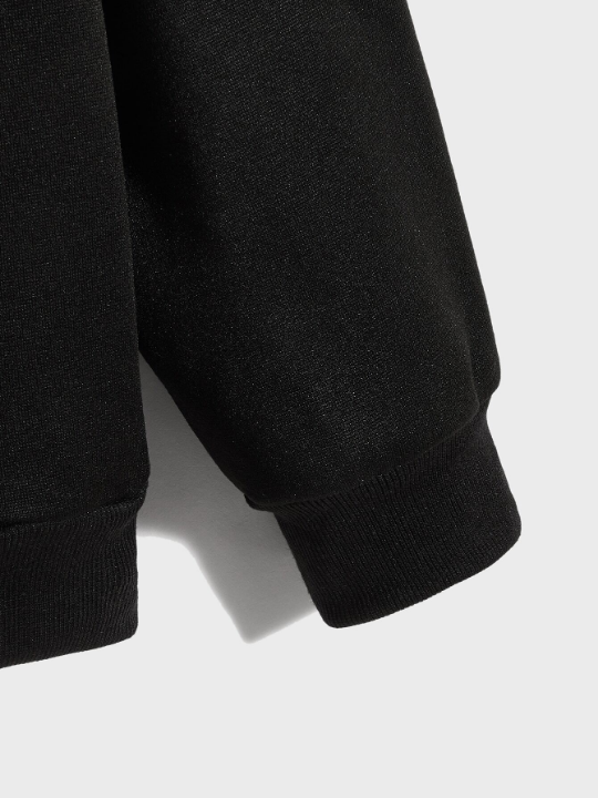 ROMWE Prep Men Solid Zip Up Pocket Drawstring Hoodie