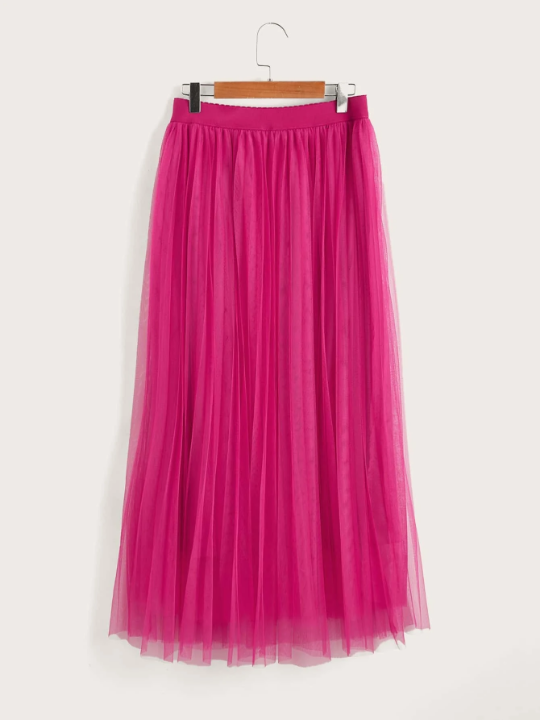 Mulvari Scallop Edge Waist Mesh Overlay Skirt