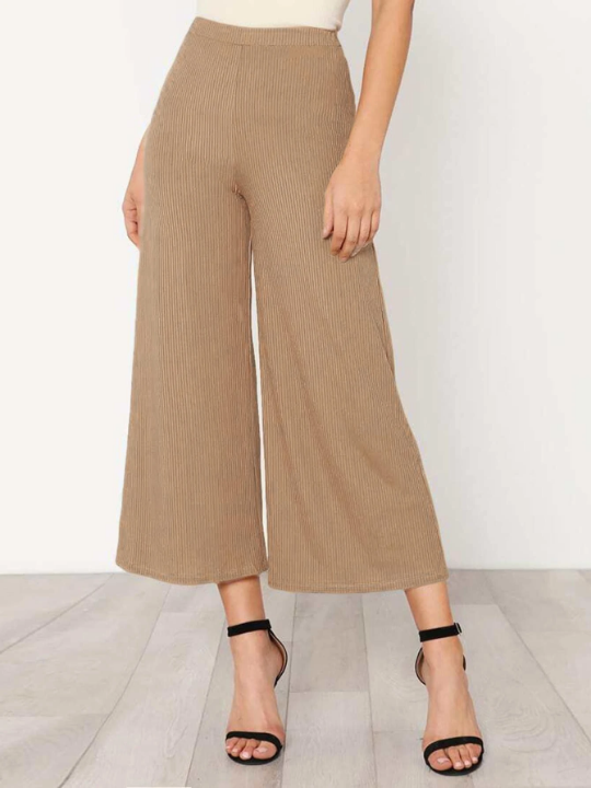 BIZwear Elastic Waist Solid Culotte Pants