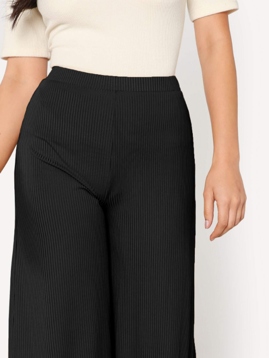 BIZwear Elastic Waist Solid Culotte Pants Workwear