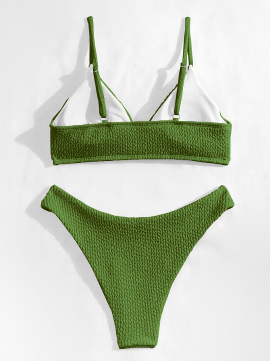 Swim Basics Plain High Cut Bikini Swimsuit