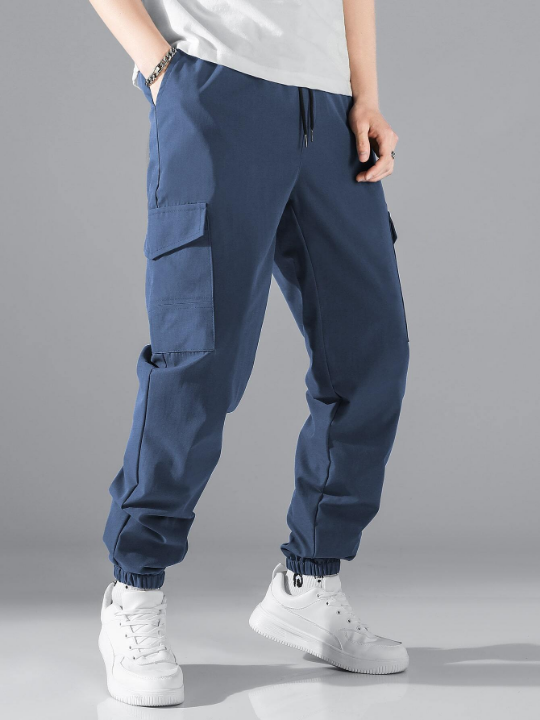 Manfinity Hypemode Men Flap Pocket Side Drawstring Waist Pants