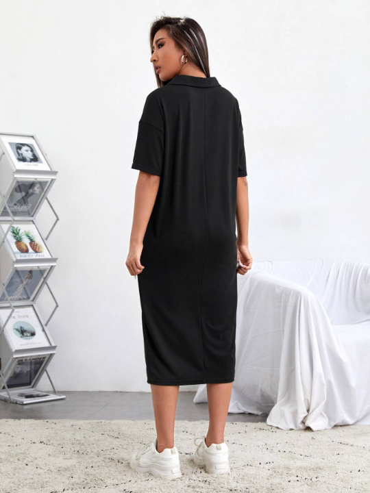 EZwear Drop Shoulder Solid Tee Dress