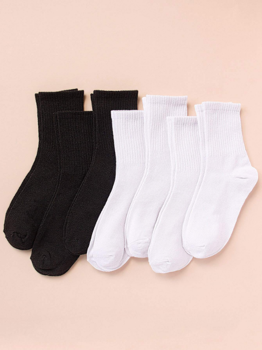 7pairs Solid Crew Socks