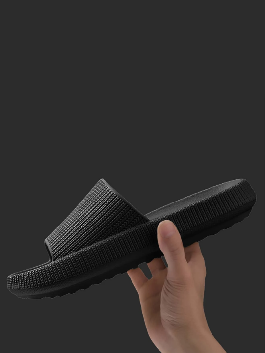 Cool Black Slippers For Men, Minimalist Single Band Slides