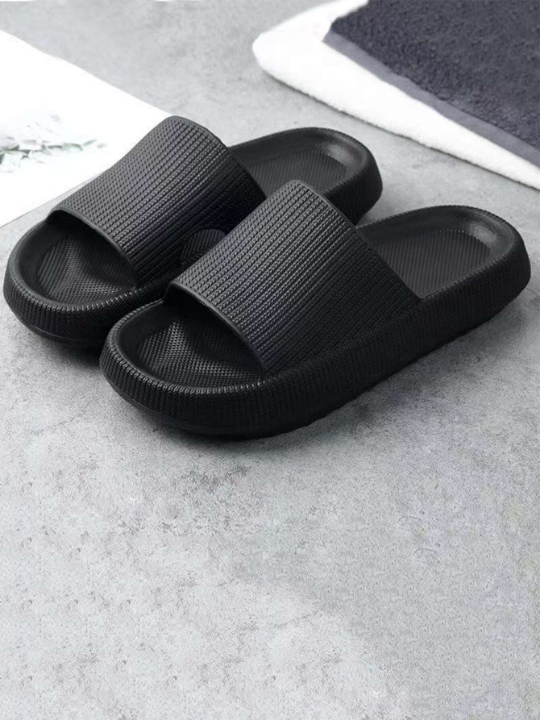 Cool Black Slippers For Men, Minimalist Single Band Slides