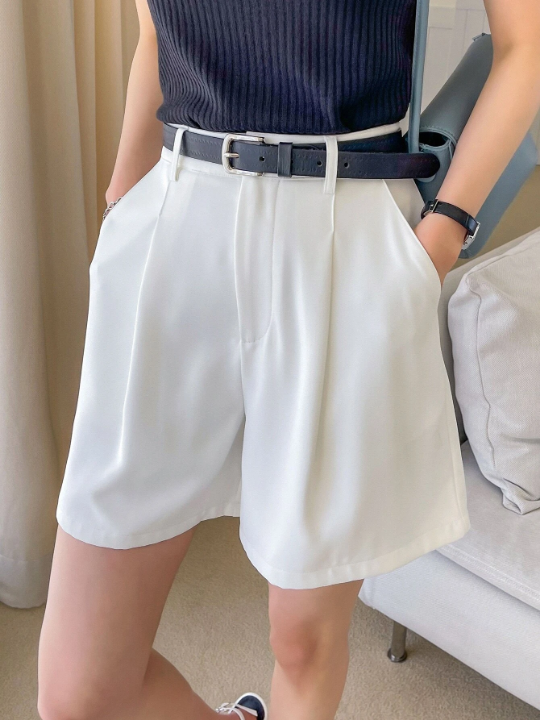 DAZY Fold Pleated Wide Leg Shorts Without Belt