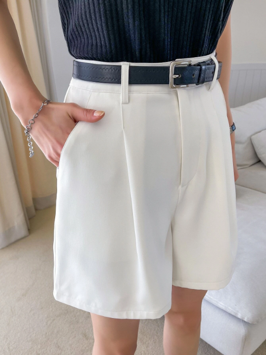 DAZY Fold Pleated Wide Leg Shorts Without Belt