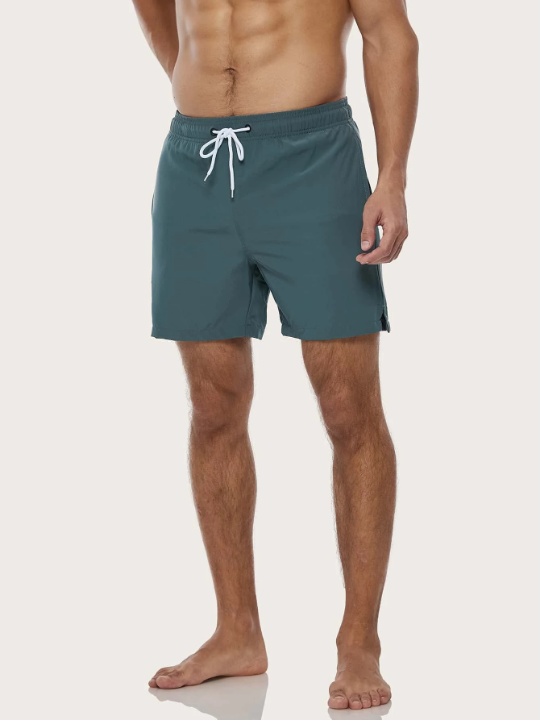 Manfinity Swimmode Men Zip Pocket Drawstring Waist Swim Trunks