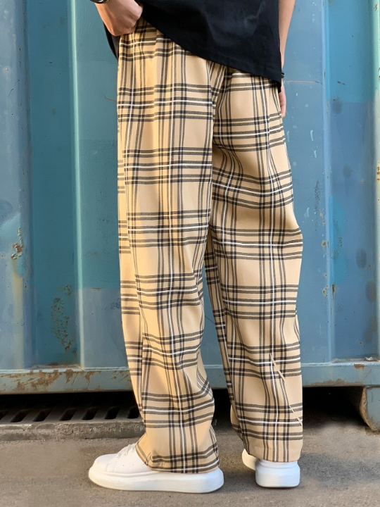 Manfinity Hypemode Loose Men's Plaid Pattern Drawstring Waist Pants