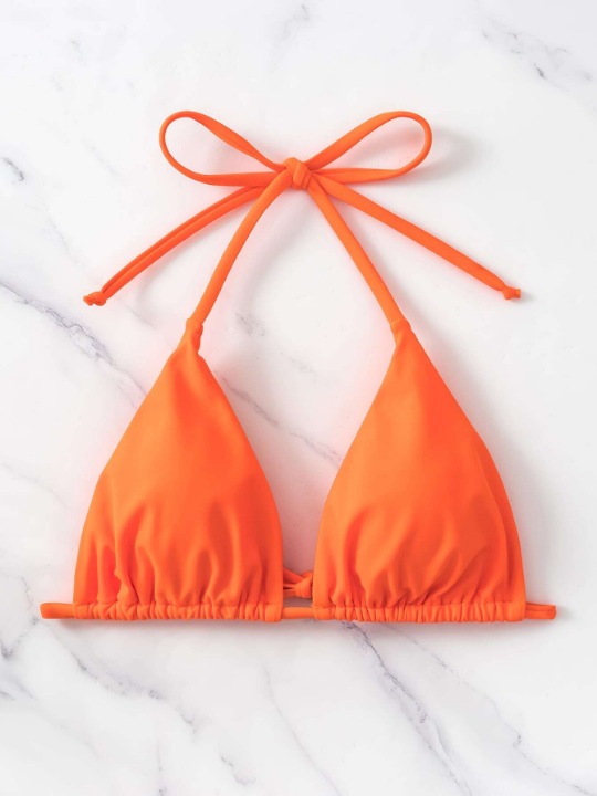 Swim Vcay Plain Halter Triangle Bikini Top