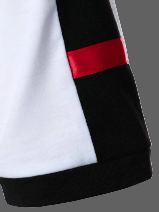 Manfinity Homme Men Color Block Graphic Embroidery Polo Shirt