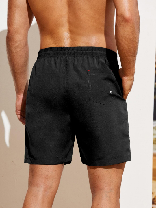 Manfinity Swimmode Men Slant Pockets Drawstring Waist Swim Trunks