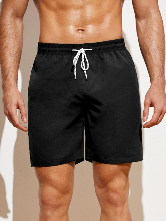 Manfinity Swimmode Men Slant Pockets Drawstring Waist Swim Trunks