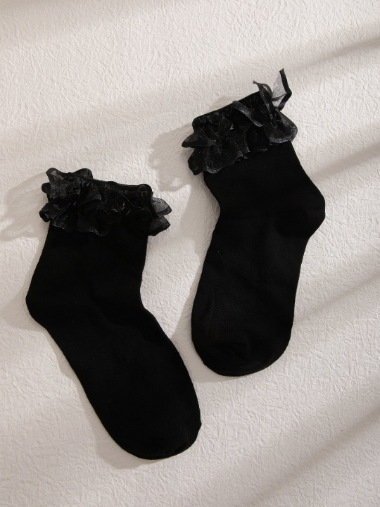 Lace Trim Crew Socks