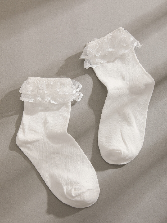 Ruffle Trim Crew Socks