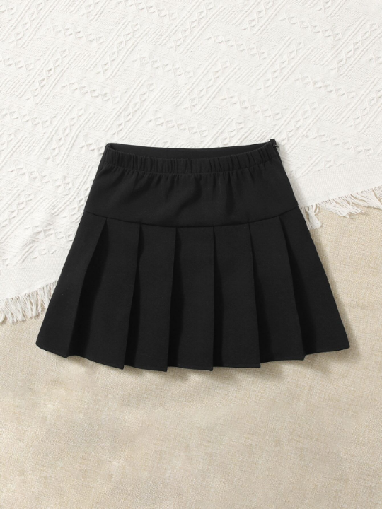 Tween Girl Solid Pleated Skirt