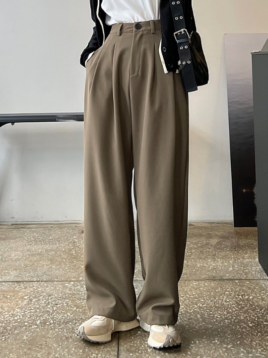 DAZY Fold Pleated Slant Pocket Pants