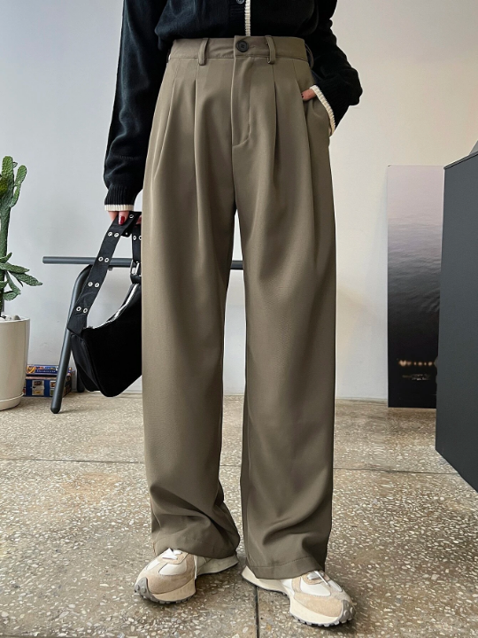 DAZY Fold Pleated Slant Pocket Pants