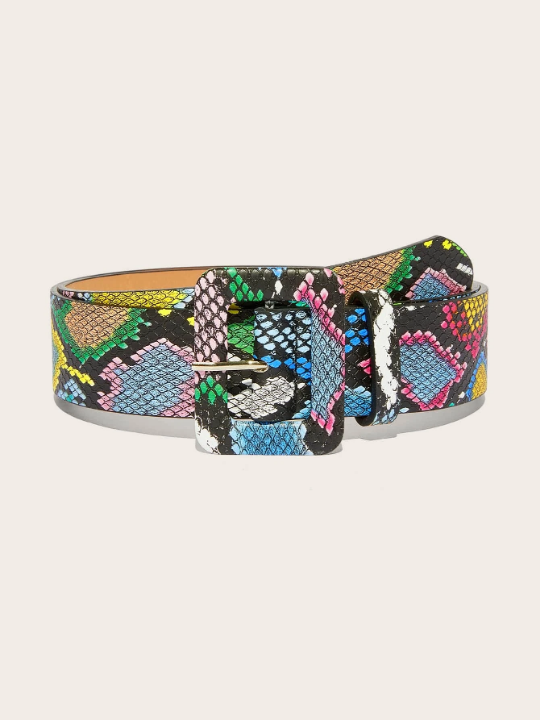 Candy Color Punk Snakeskin Print Belt & Punch Tool for Jeans Pants and Coats