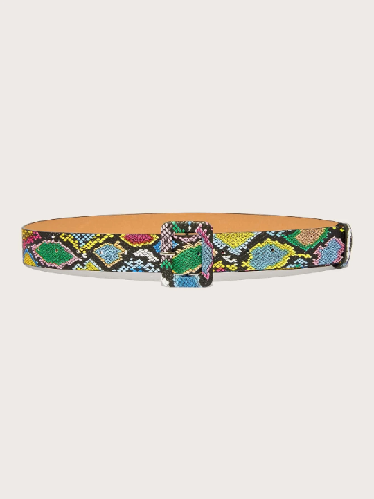 Candy Color Punk Snakeskin Print Belt & Punch Tool for Jeans Pants and Coats