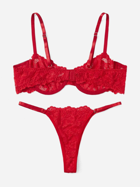 Classic Sexy Floral Lace Underwire Lingerie Set