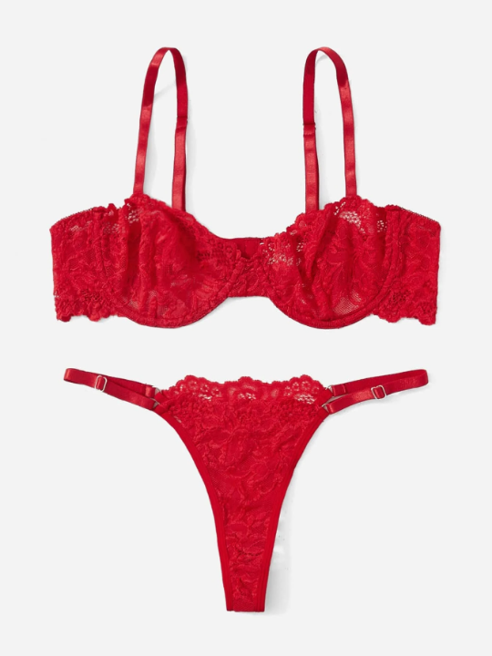 Classic Sexy Floral Lace Underwire Lingerie Set