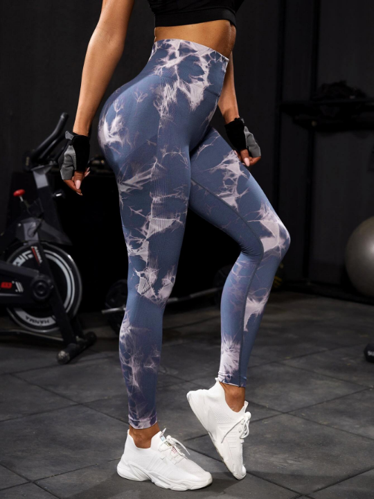 Yoga Trendy Seamless Tie Dye Sports Leggings