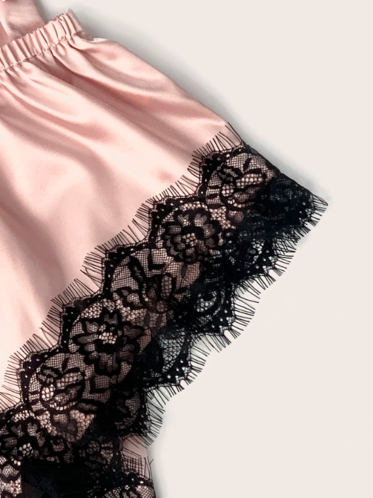 Classic Sexy 4pack Floral Lace Lingerie Set With Satin Belted Robe