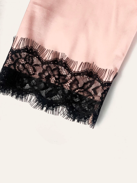 Classic Sexy 4pack Floral Lace Lingerie Set With Satin Belted Robe