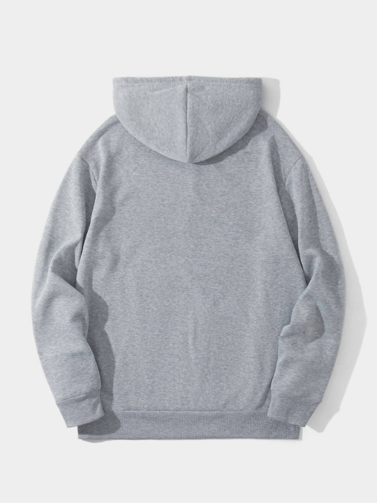 Men Kangaroo Pocket Drawstring Thermal Hoodie