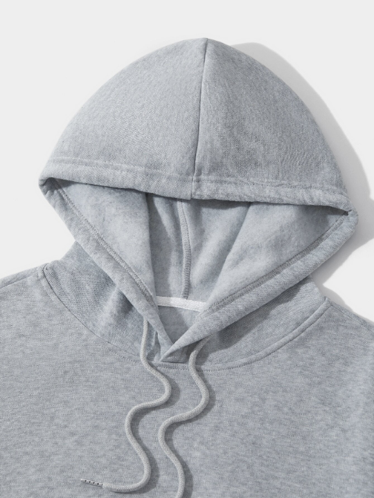 Men Kangaroo Pocket Drawstring Thermal Hoodie