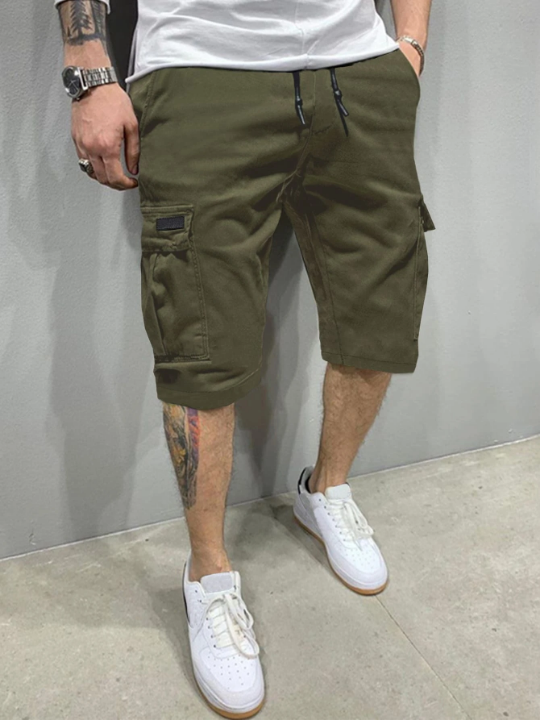 Manfinity Homme Men Flap Pockets Drawstring Cargo Shorts